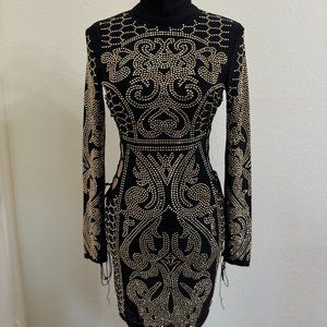 Black and Gold Rhinestone Dress!